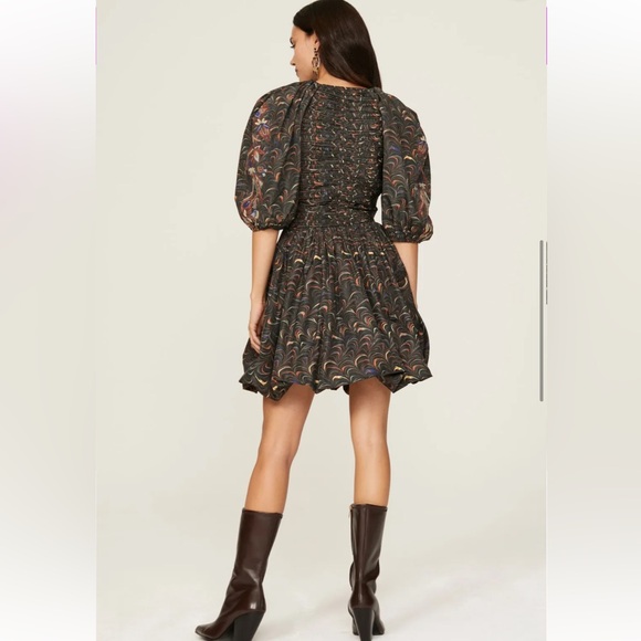 ULLA JOHNSON Gwen printed ruched taffeta mini dress - Picture 3 of 10